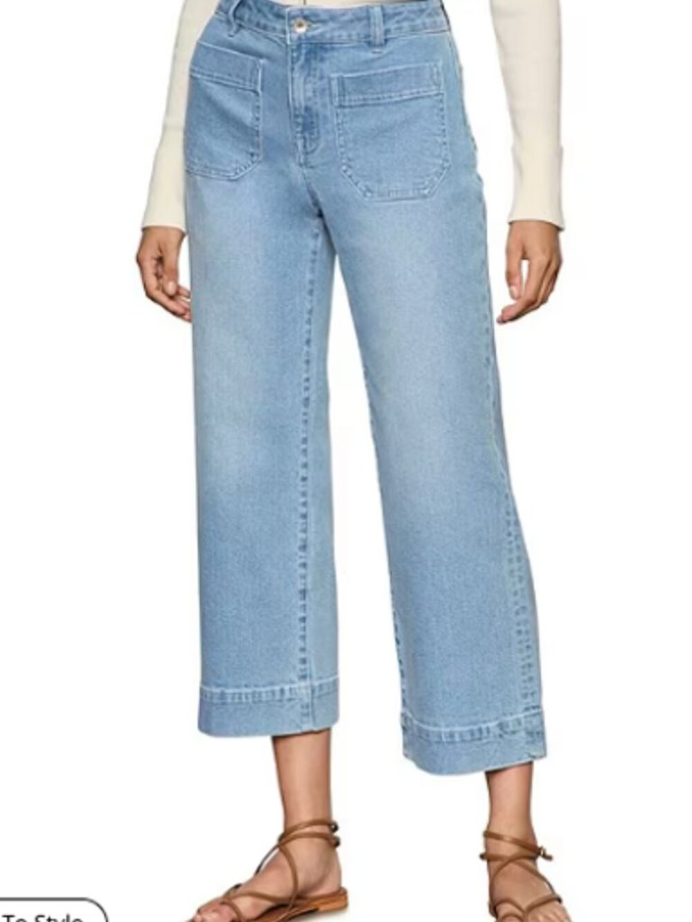 Sanctuary "The Marine" Cropped Wide Leg Jeans Light Wash Blue 29